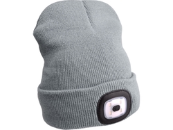 Čepice s čelovkou, USB nab., ŠEDÁ, EXTOL